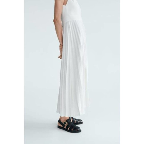 NWT - ZARA White Pleated Twisted Straps Maxi Dress - Picture 3 of 7